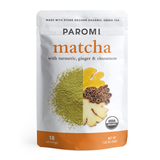 Organic Matcha with Turmeric, Ginger and Cinnamon, Stone Ground Japanese Tencha Green Tea, 1.23 oz (18 servings) by Paromi Tea