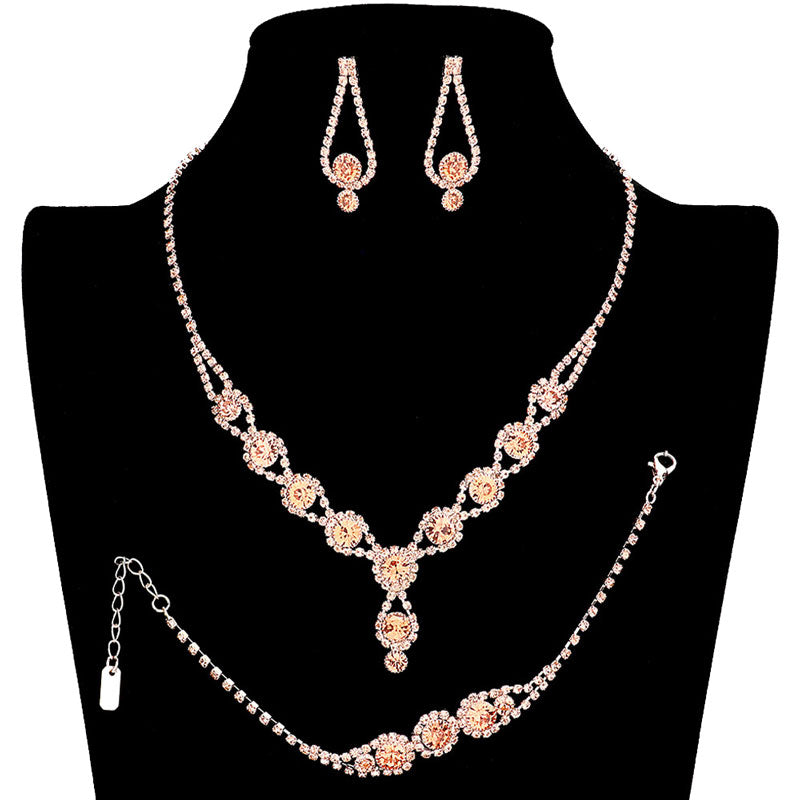 3PCS Rhinestone Bubble Necklace Jewelry Set by Madeline Love