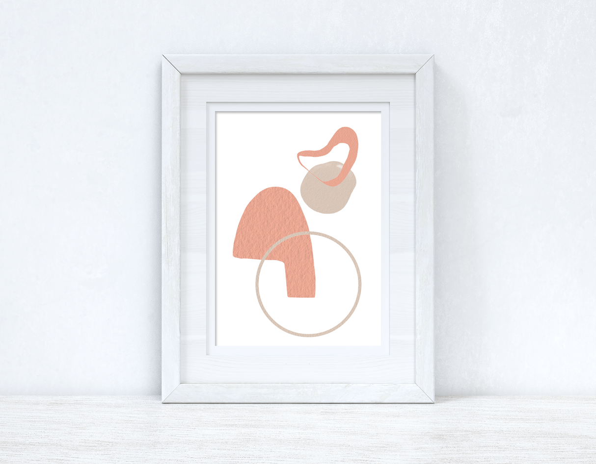 Peach Pink & Beige Abstract 2 Colour Shapes Home Wall Decor Print by WinsterCreations™ Official Store