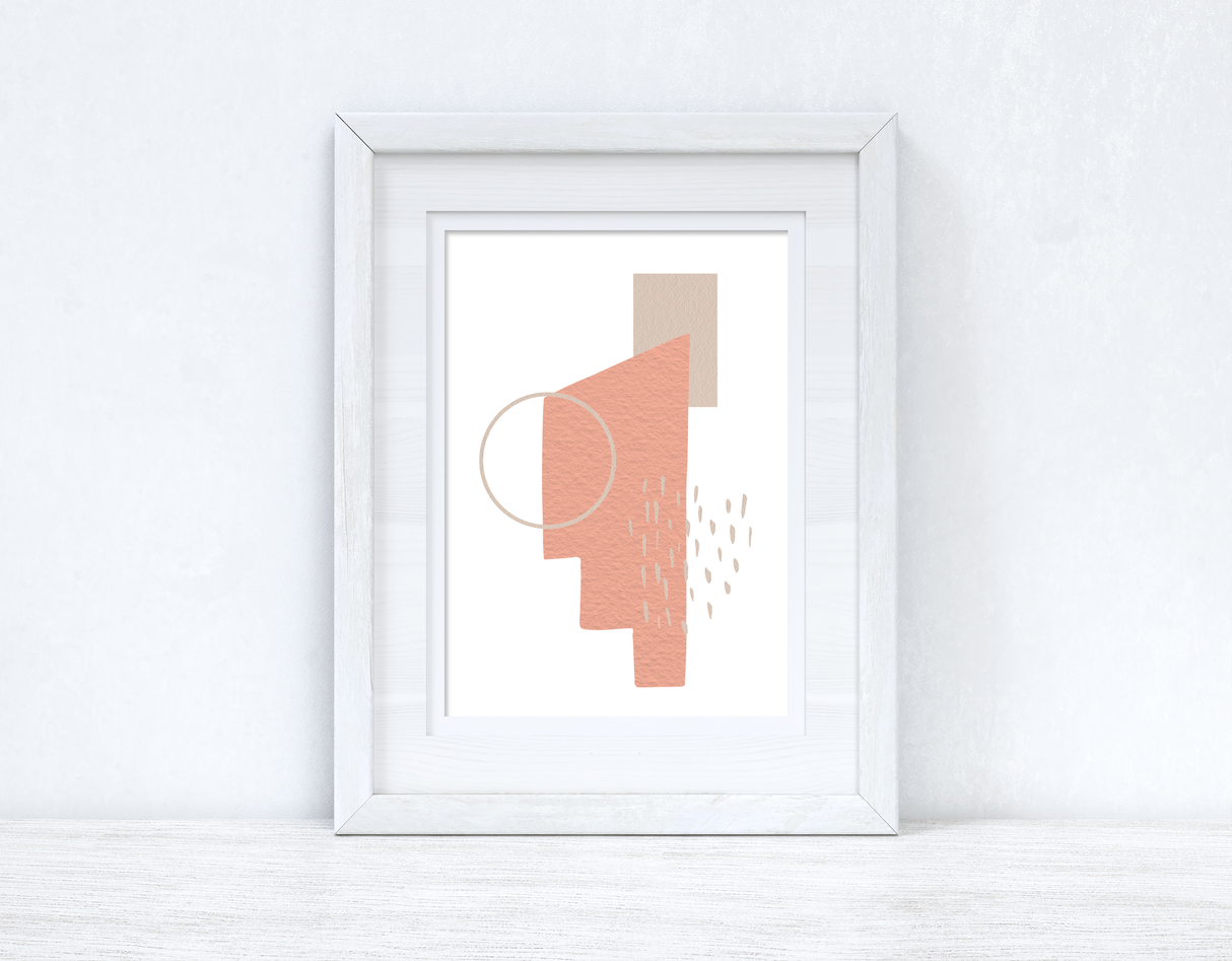 Peach Pink & Beige Abstract 3 Colour Shapes Home Wall Decor Print by WinsterCreations™ Official Store