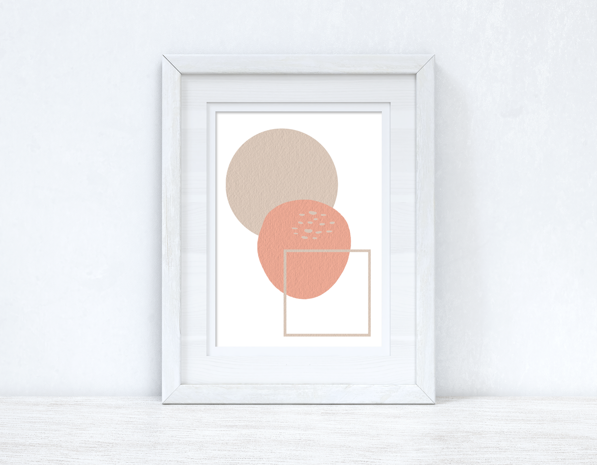 Peach Pink & Beige Abstract 4 Colour Shapes Home Wall Decor Print by WinsterCreations™ Official Store