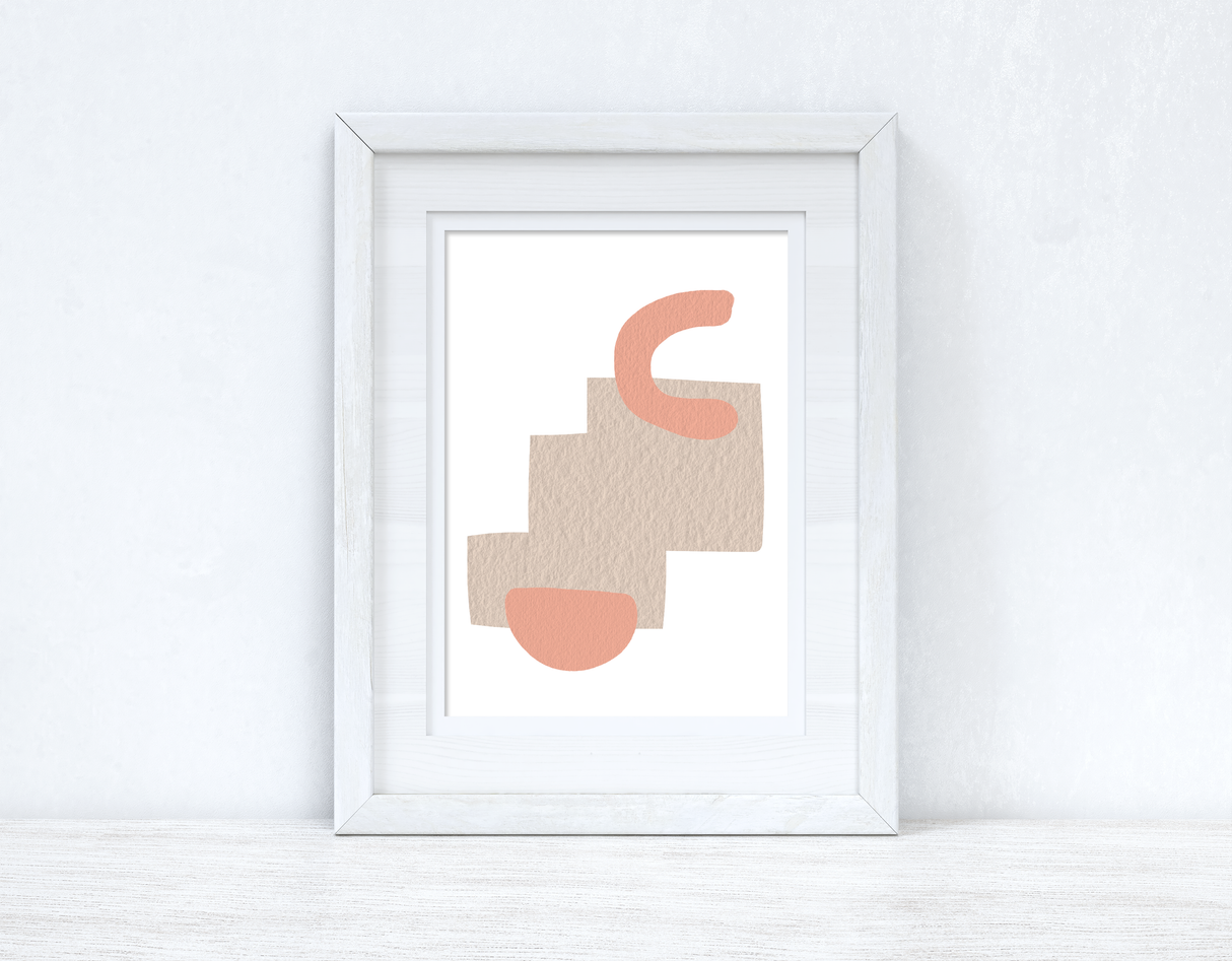 Peach Pink & Beige Abstract 5 Colour Shapes Home Wall Decor Print by WinsterCreations™ Official Store