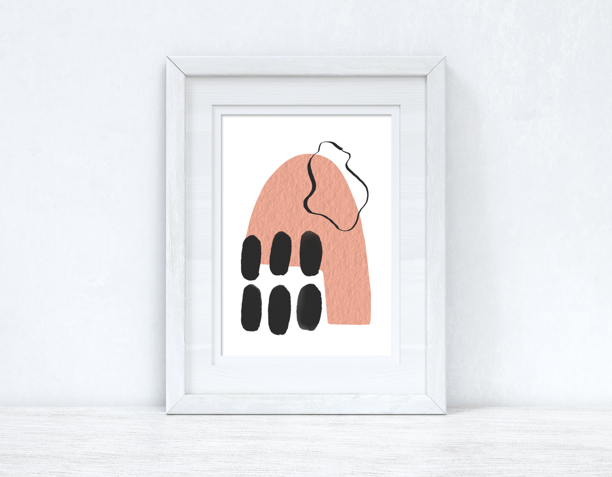 Peach Pink & Black Abstract 1 Colour Shapes Home Wall Decor Print by WinsterCreations™ Official Store