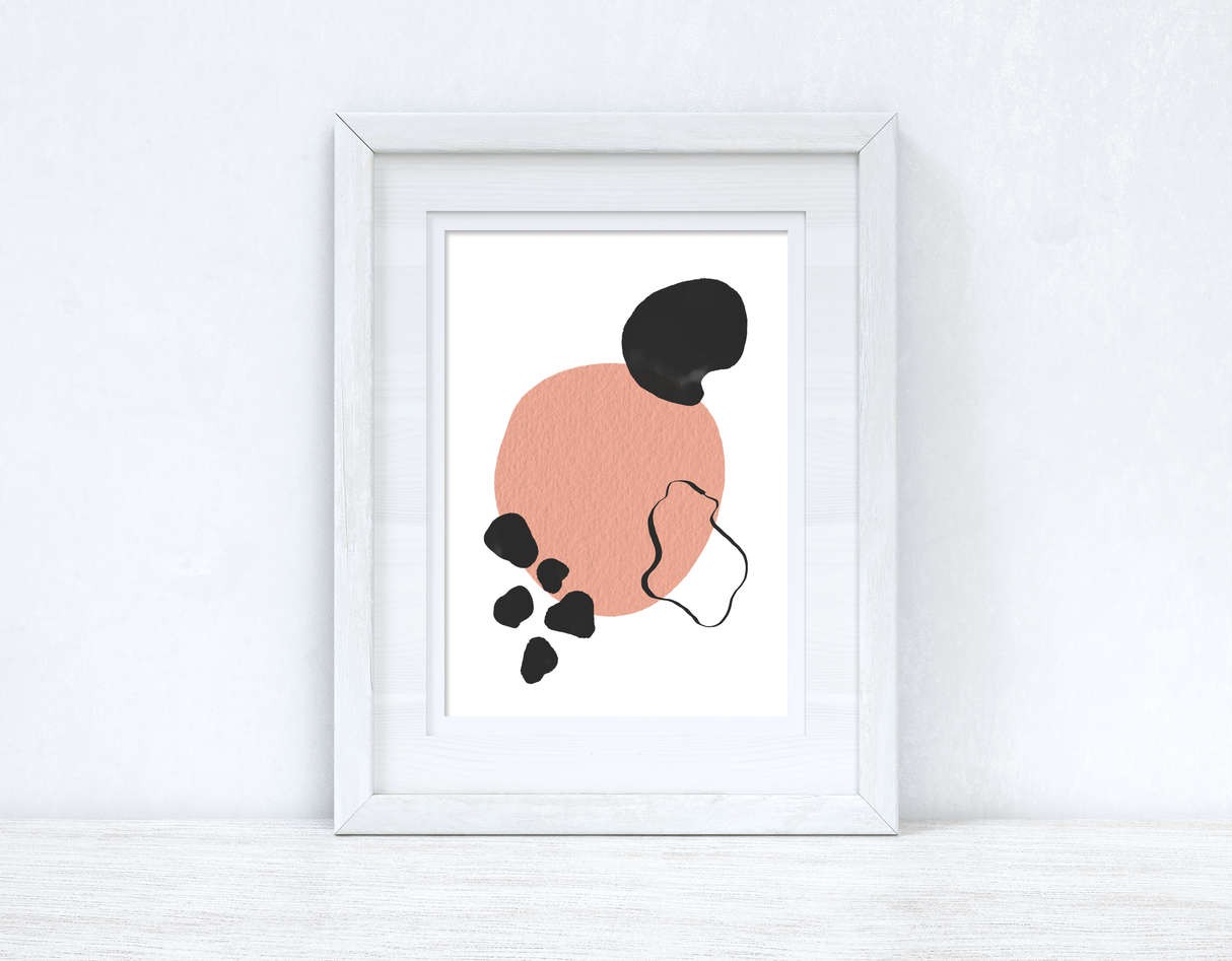 Peach Pink & Black Abstract 4 Colour Shapes Home Wall Decor Print by WinsterCreations™ Official Store