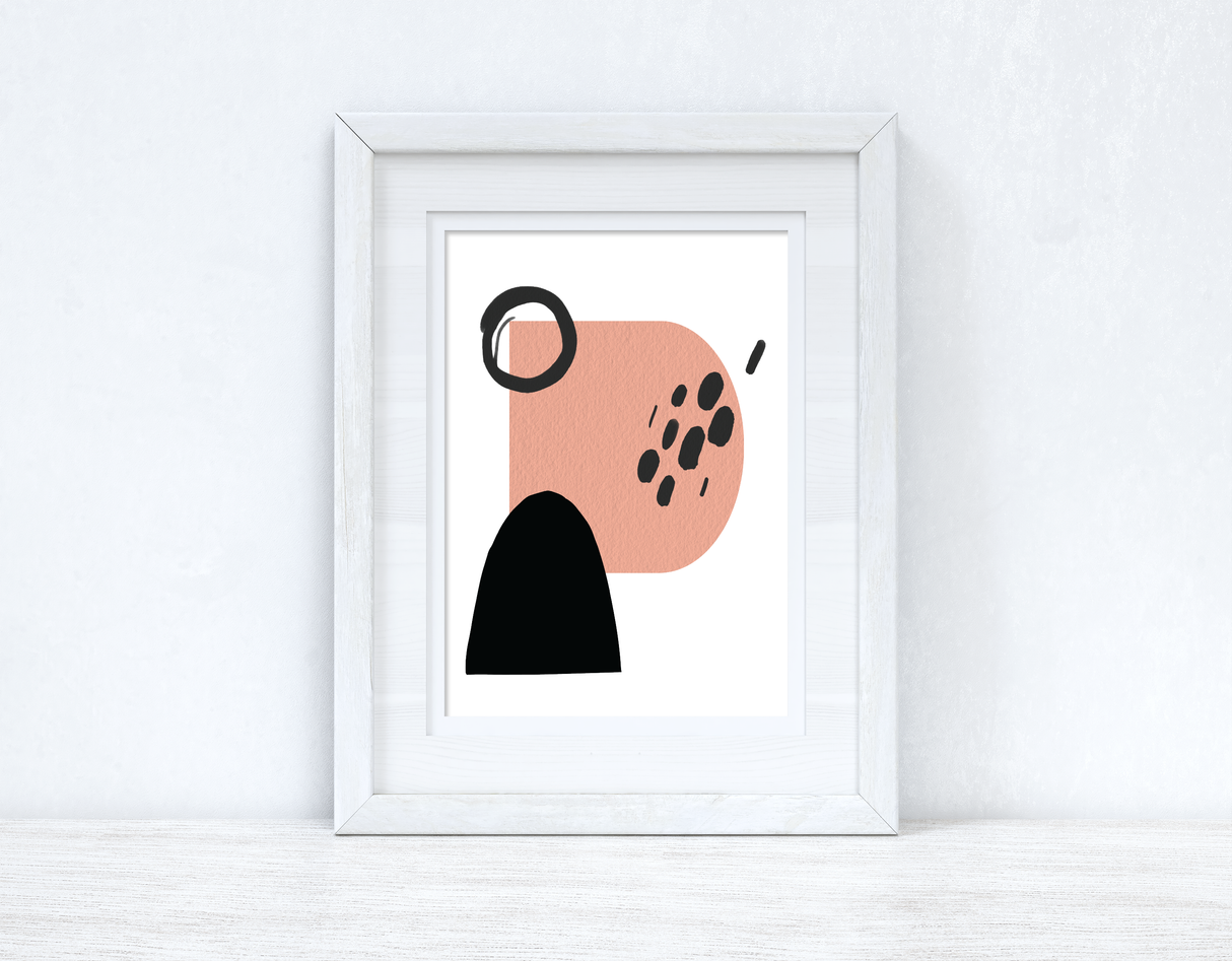 Peach Pink & Black Abstract 5 Colour Shapes Home Wall Decor Print by WinsterCreations™ Official Store