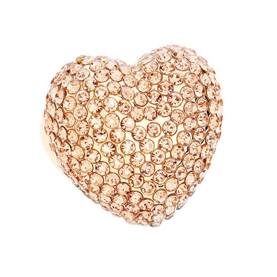 Rhinestone Pave Heart Stretch Ring by Madeline Love