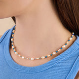 Eliza Pearl Blue Bead Necklace by Little Sky Stone