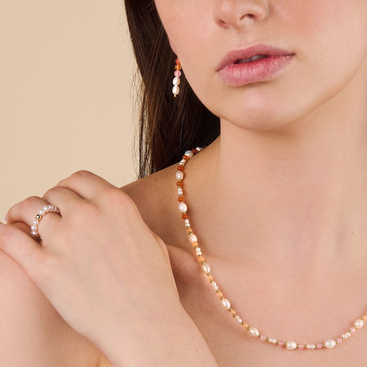 Eliza Pearl Pink Bead Necklace by Little Sky Stone