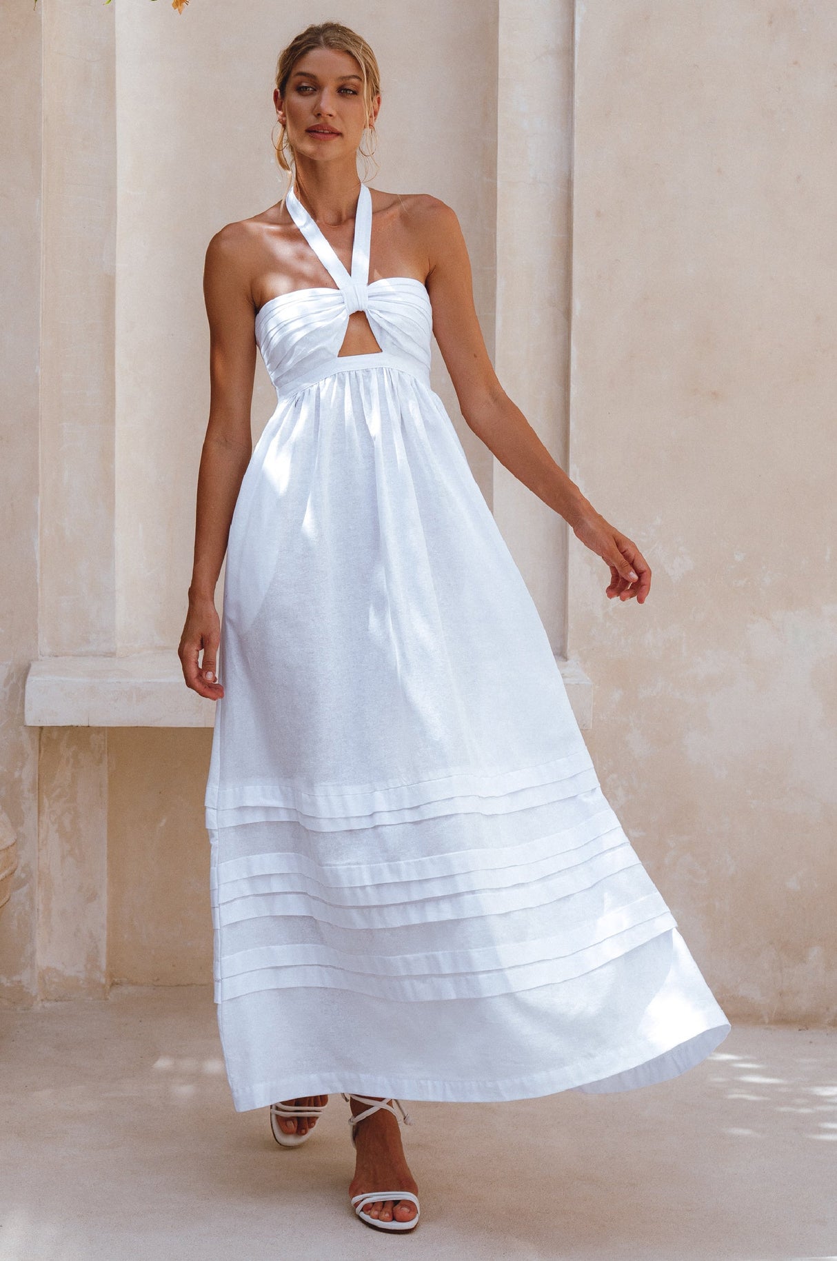 Penelope Halter Linen Maxi Dress by ELF