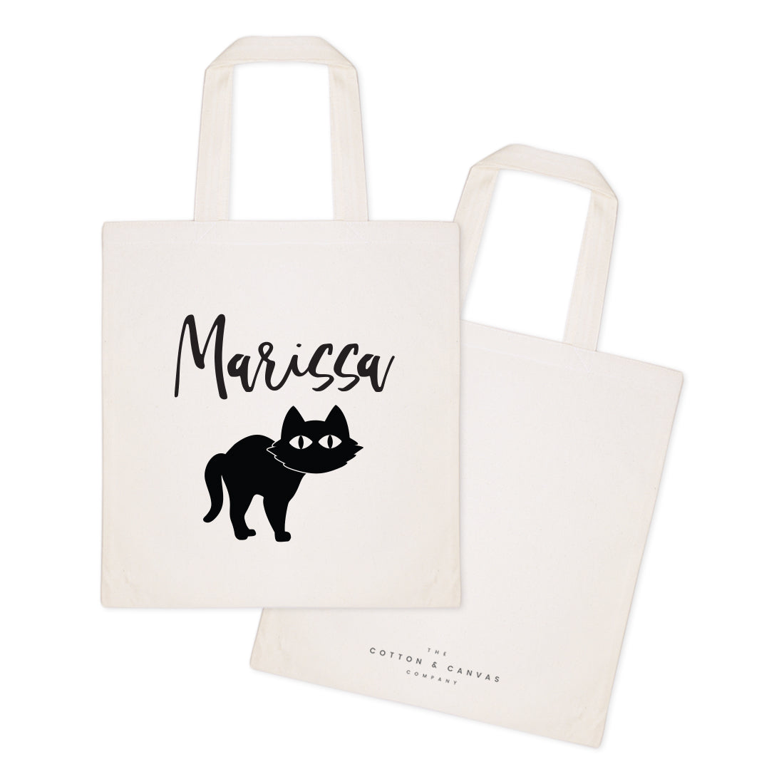 Personalized Name Black Cat Cotton Canvas Tote Bag by The Cotton & Canvas Co.