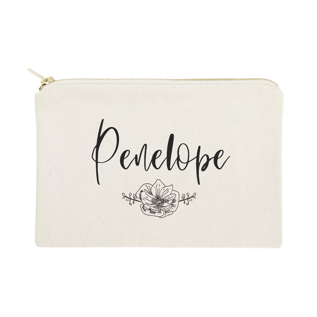 Personalized Name Modern Floral Cosmetic Bag and Travel Make Up Pouch by The Cotton & Canvas Co.