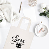 Personalized Name Pumpkin Cotton Canvas Tote Bag by The Cotton & Canvas Co.