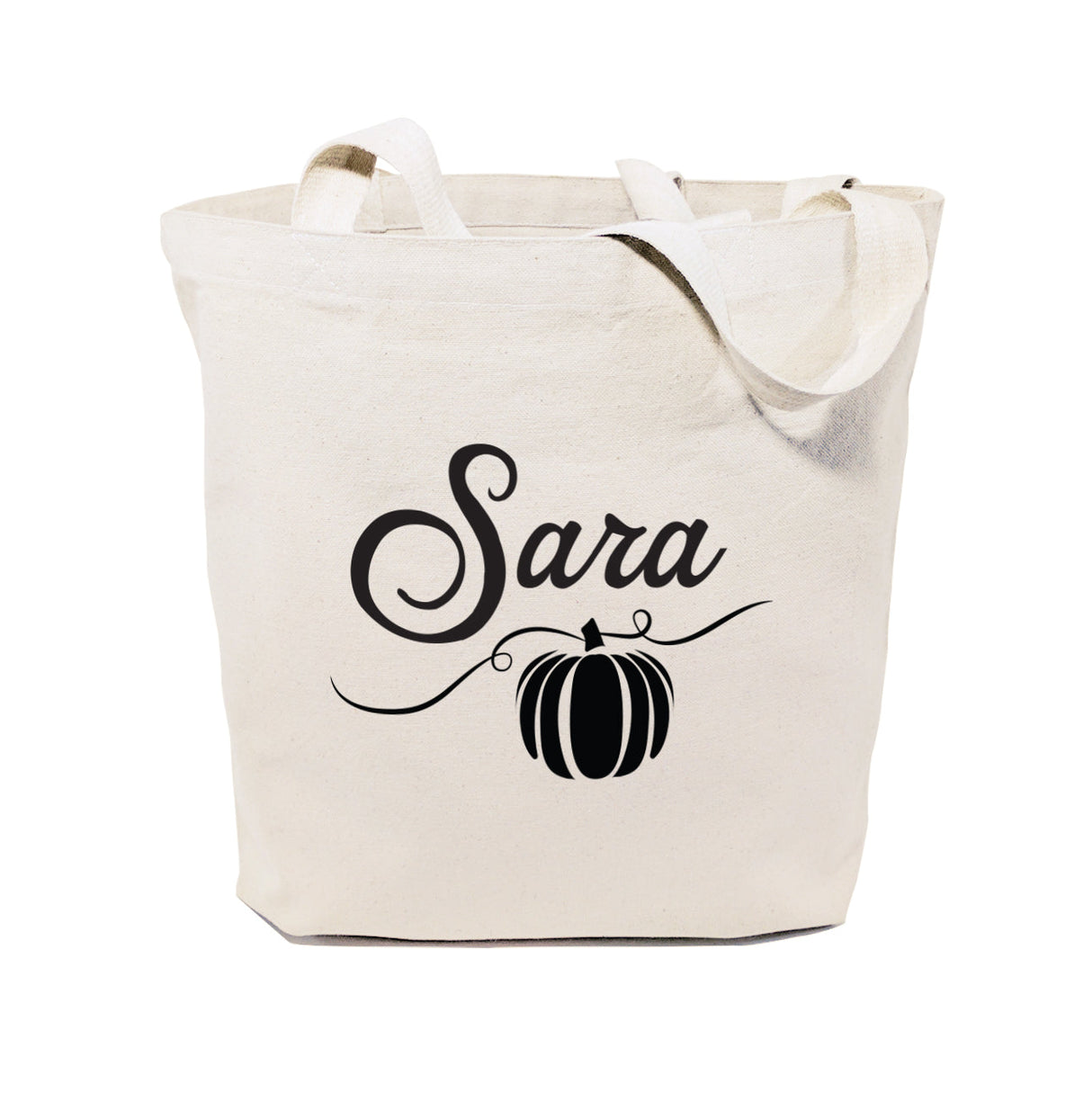 Personalized Name Pumpkin Cotton Canvas Tote Bag by The Cotton & Canvas Co.