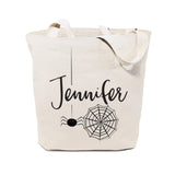 Personalized Name Spider Cotton Canvas Tote Bag by The Cotton & Canvas Co.