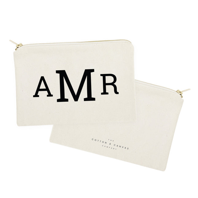 Personalized Triple Modern Monogram Cosmetic Bag and Travel Make Up Pouch by The Cotton & Canvas Co.