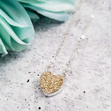 Petite Sparkly Druzy Heart Necklace by Salt and Sparkle