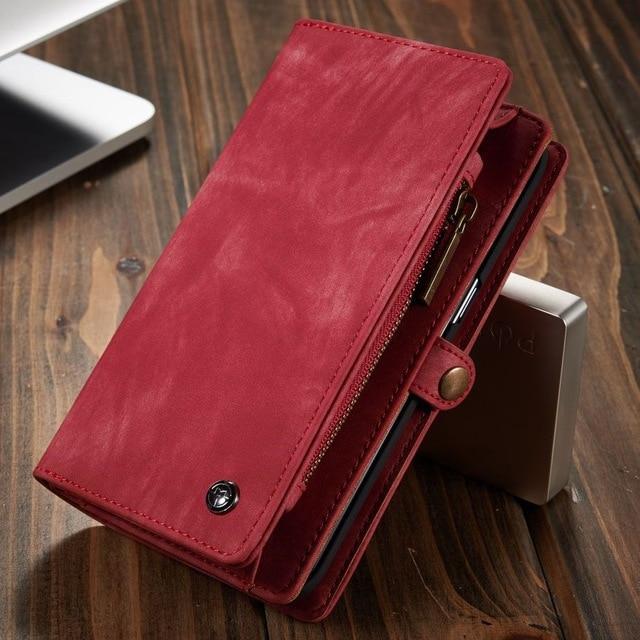 Luxury Leather Phone Wallet with Card Holders For Samsung Galaxy S7 Edge S8 S9 S10 Plus S10E note 8 9 10 Pro with Detachable Leather Magnet Case by Js House