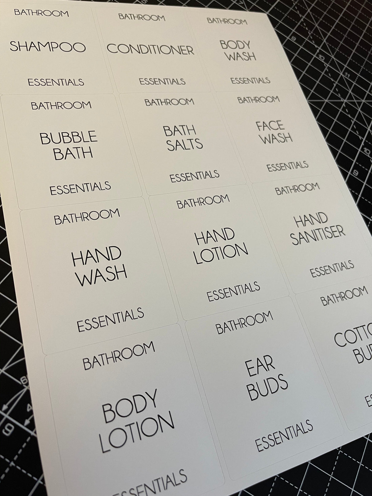 Bathroom Waterproof White Sticker Bundle Fine Font - 6.35cm x 7.2cm / 12 Labels by WinsterCreations™ Official Store