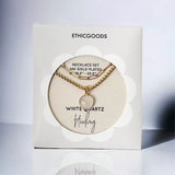 Classic Gold Stone Pendant Necklace Set - Paperclip Chain & White Quartz by ETHICGOODS