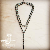 Double Strand Lariat African Turquoise Necklace w/ Copper Feather 251h by The Jewelry Junkie