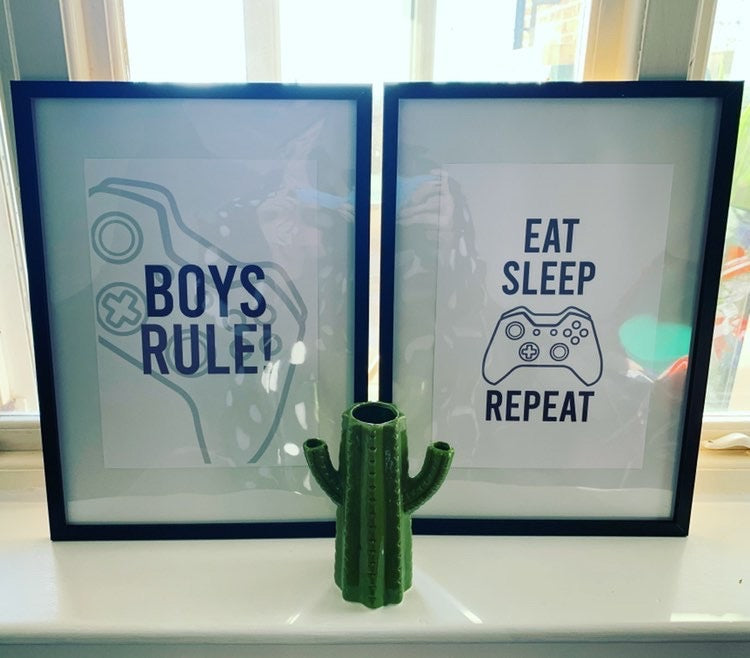 Personalised Name Gamer Eat Sleep Game Repeat Children's Wall Decor Set Of 3 Prints by WinsterCreations™ Official Store