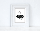 Pig Pork Cuts Simple Cool Kitchen Farmhouse Wall Decor Print by WinsterCreations™ Official Store