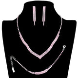 3PCS 3Rows Crystal Rhinestone Necklace Jewelry Set by Madeline Love