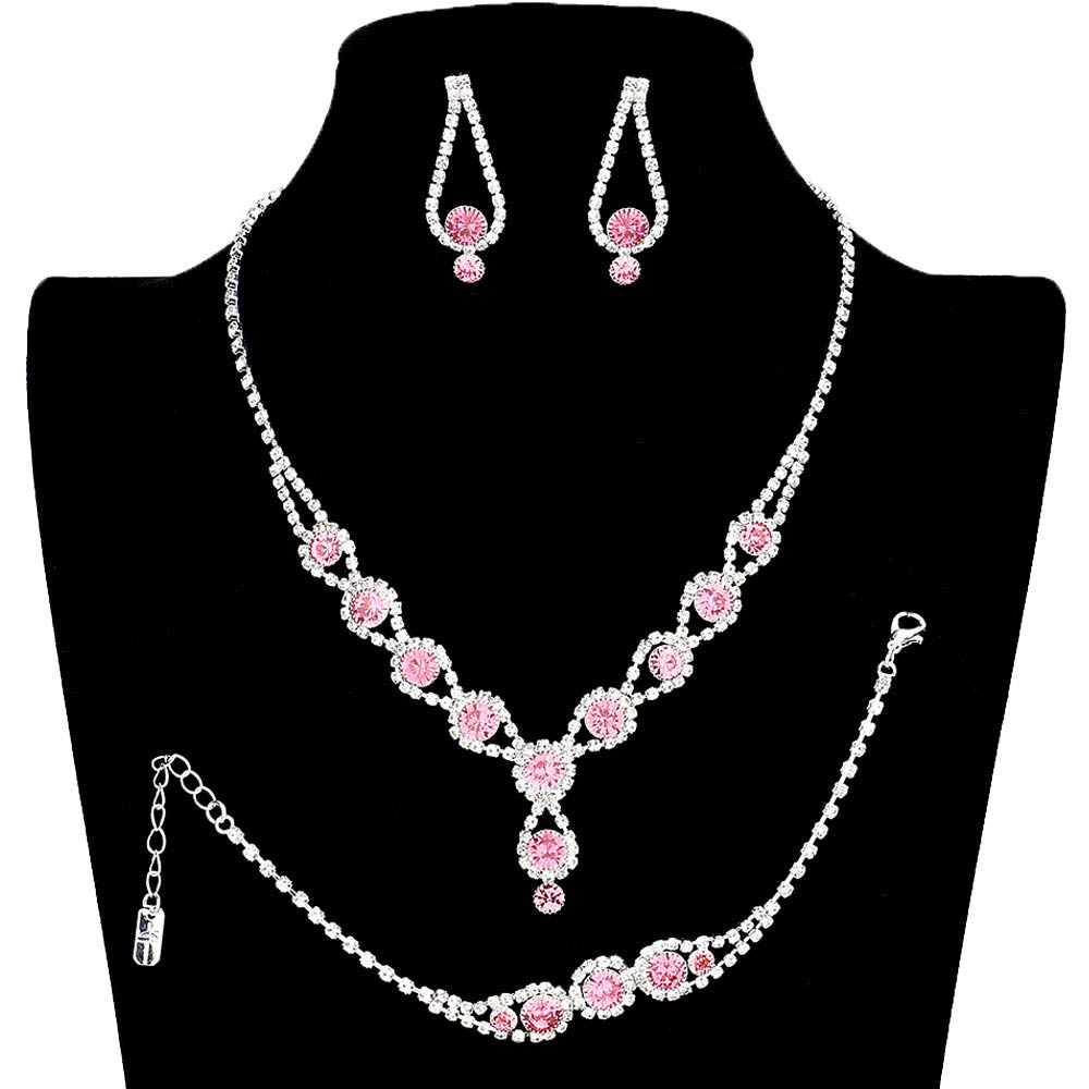 3PCS Rhinestone Bubble Necklace Jewelry Set by Madeline Love