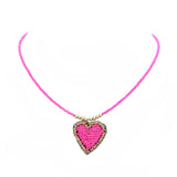 Felt Back Beaded Heart Pendant Necklace by Madeline Love