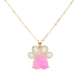 Glittered Heart Pointed Paw Pendant Necklace by Madeline Love