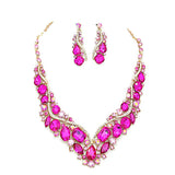 Crystal Inset Necklace matching Earrings Evening Set by Madeline Love