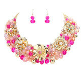 Metal Flower Accented Beaded Collar Necklace by Madeline Love