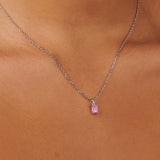 Birthstone Pink Tourmaline Silver Necklace - October by Little Sky Stone