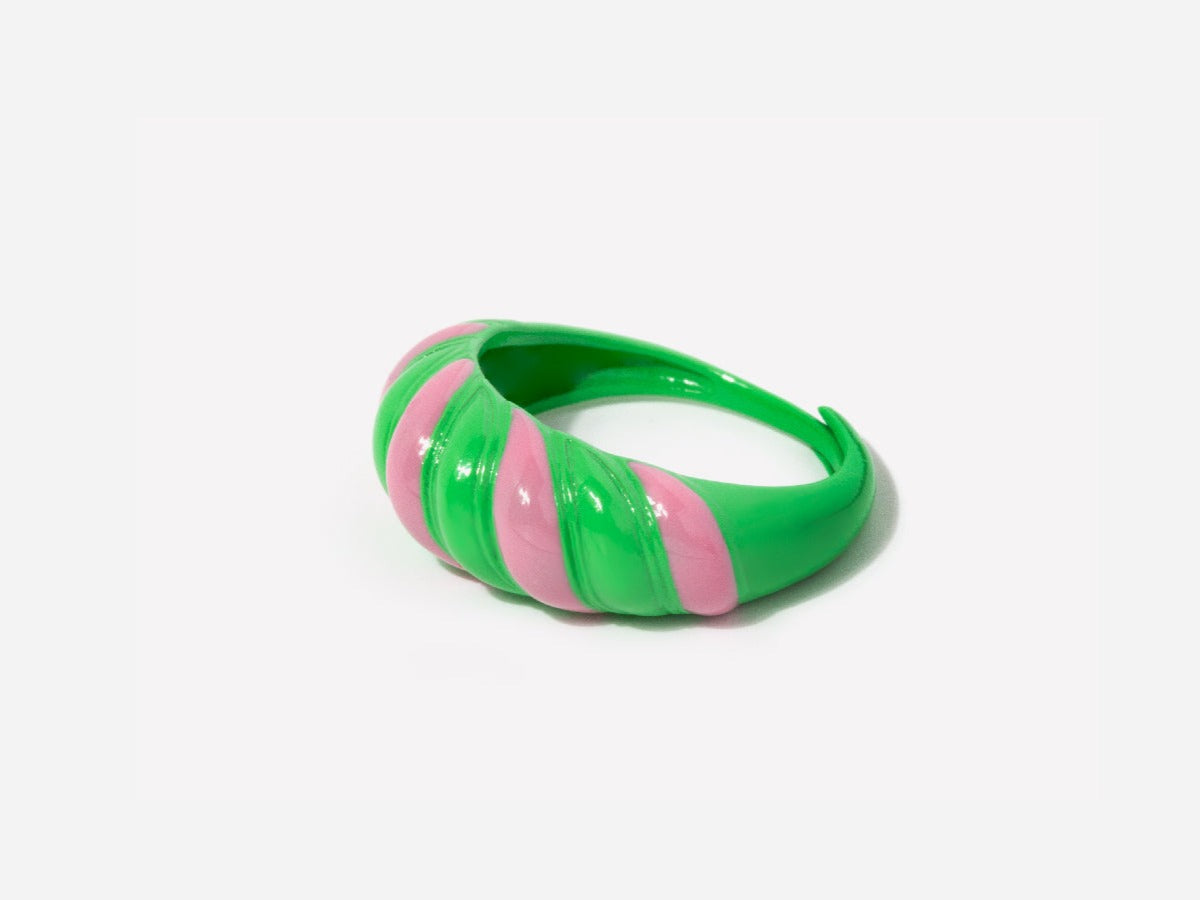 Pink Green Croissant Ring by Little Sky Stone