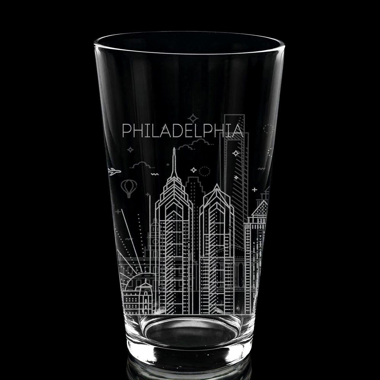 CITY SKYLINES Pint Glasses by LumEngrave