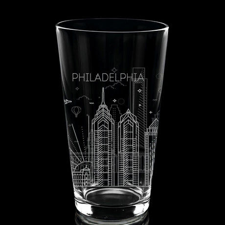 CITY SKYLINES Pint Glasses by LumEngrave