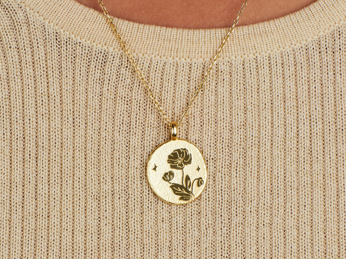 Poppy Birth Flower Necklace - Aug by Little Sky Stone