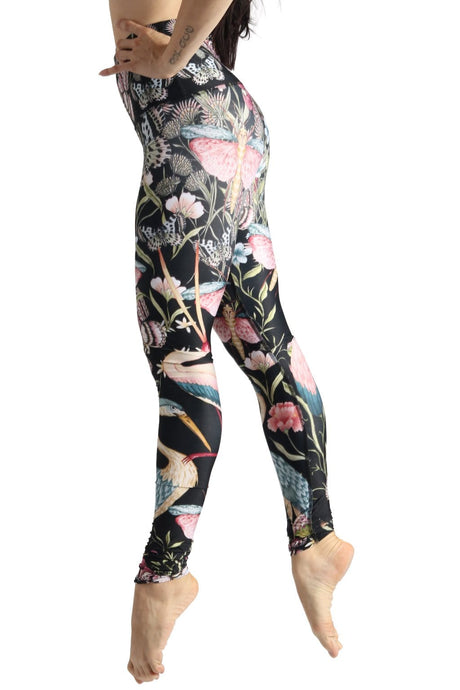 Pretty in Black Printed Yoga Legging by Yoga Democracy