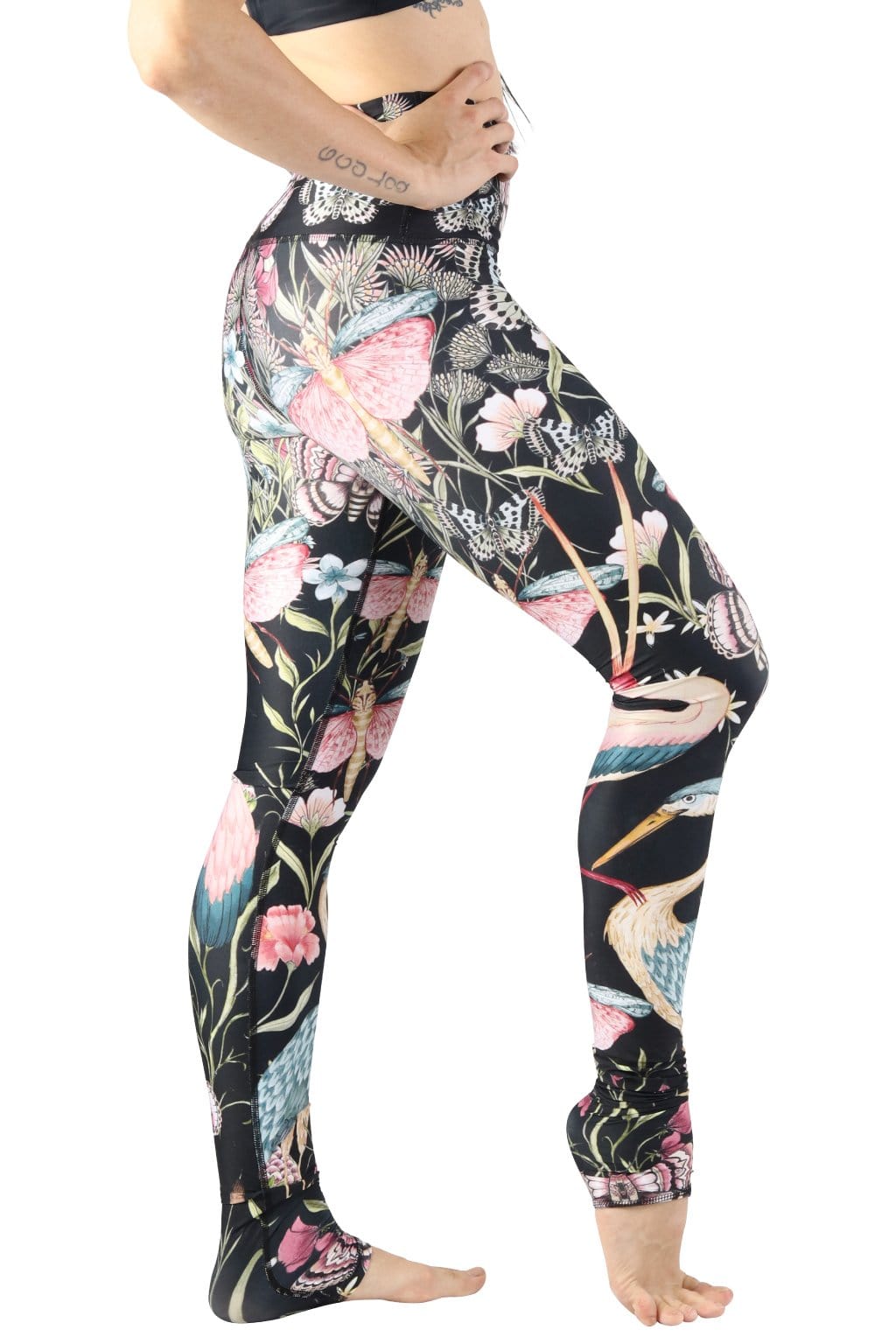 Pretty in Black Printed Yoga Legging by Yoga Democracy