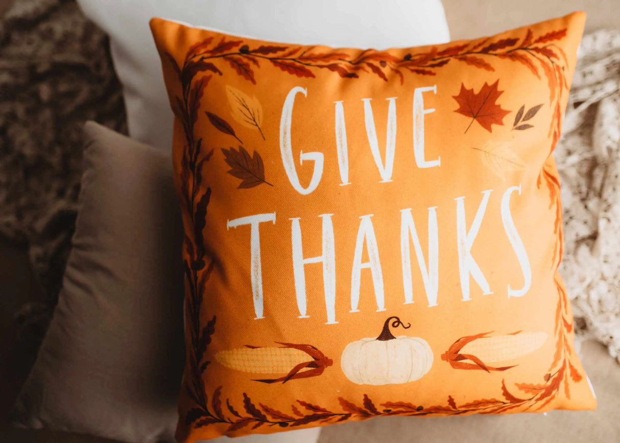 Primitive Give Thanks Pillow Cover |  Thanksgiving decor | Farmhouse Pillows | Country Decor | Fall Throw Pillows | Cute Throw Pillow | Gift by UniikPillows