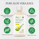 Pure Aloe Vera Juice Lemon Flavor - USDA Certified Organic by AloeCure