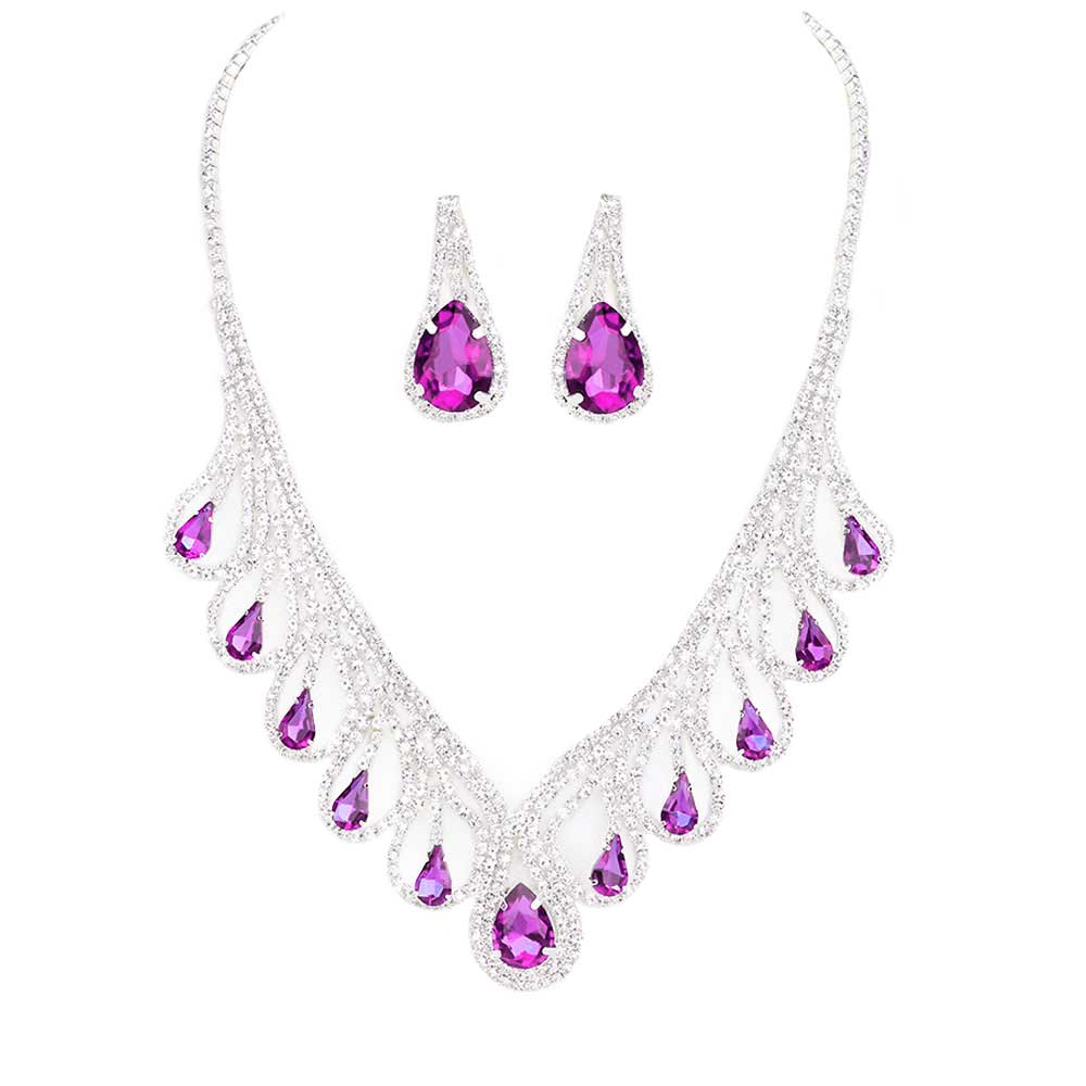 Teardrop Crystal Rhinestone Collar Necklace by Madeline Love