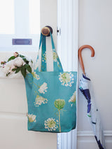 Tote Bag: Queen Anne's Lace on Teal by India & Purry