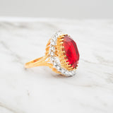 Vintage Women's Statement Crystal Cocktail Ring 18k Gold Electroplated by PVD Vintage Jewelry