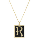 Gold Dipped Enamel Rectangle Monogram Pendant Necklace by Madeline Love