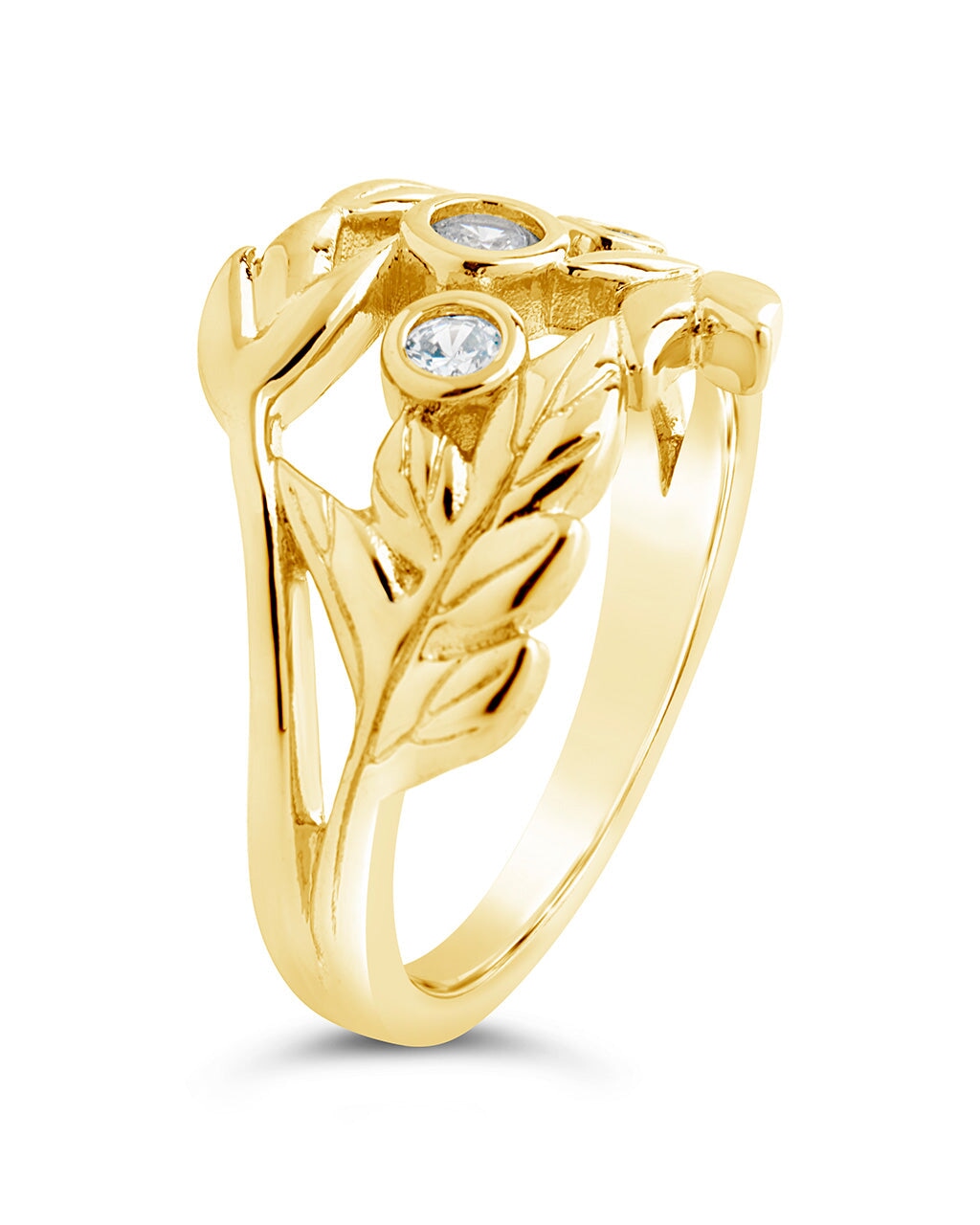 Sicily CZ Leaf Ring by Sterling Forever