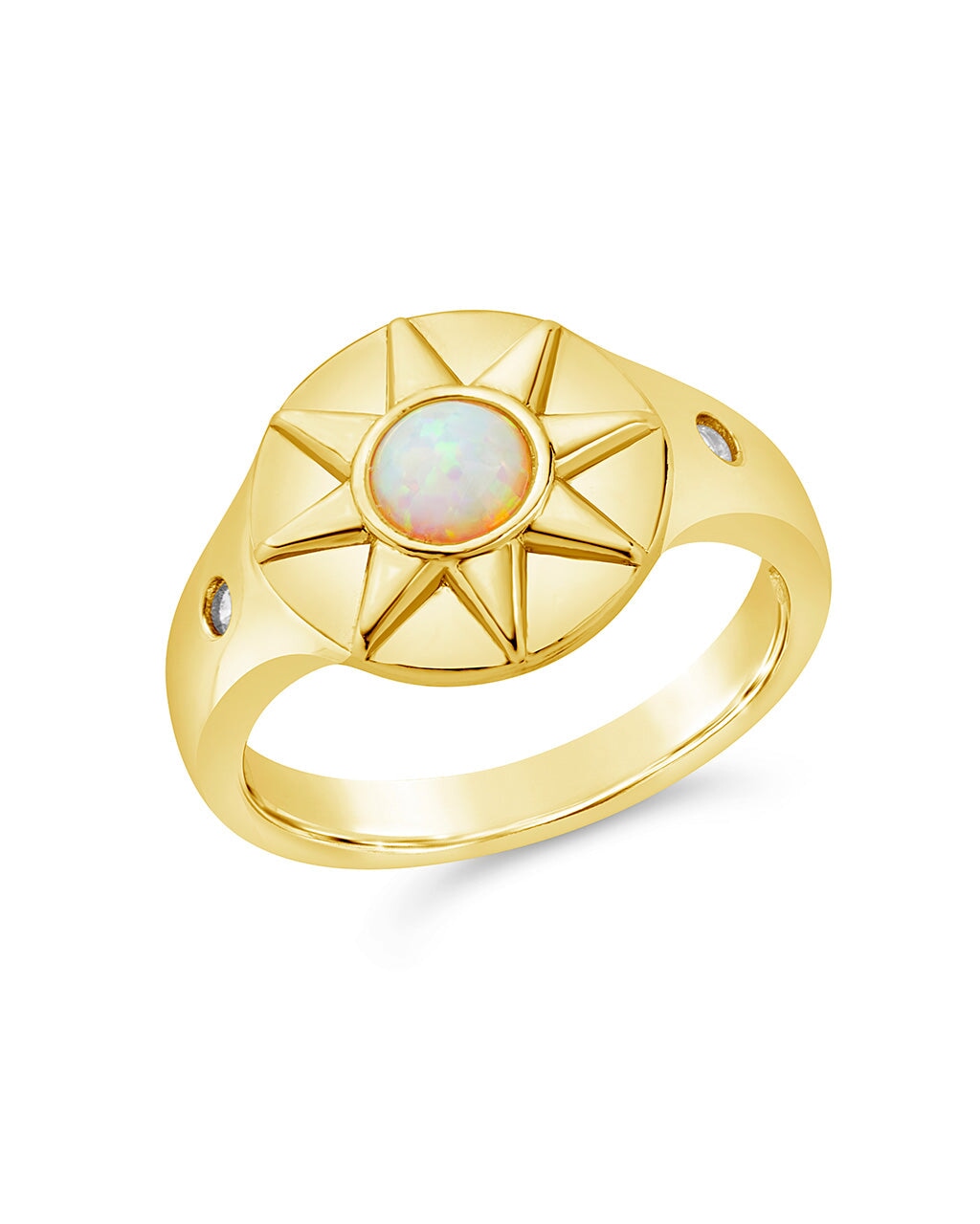 Sunni Opal & CZ Signet Ring by Sterling Forever