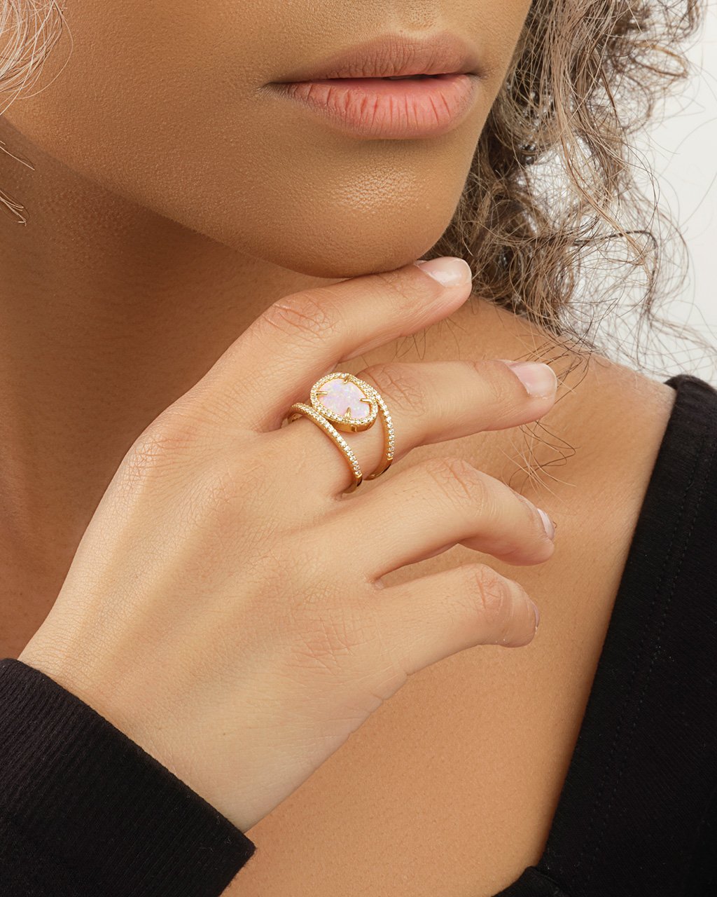 14K Gold Plated Sterling Silver Created Opal Oval Gemstone Ring by Sterling Forever