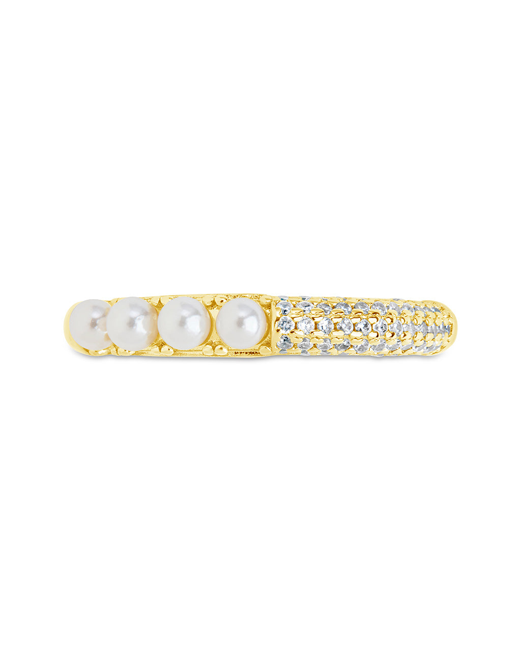 Evelyn CZ & Pearl Eternity Band Ring by Sterling Forever