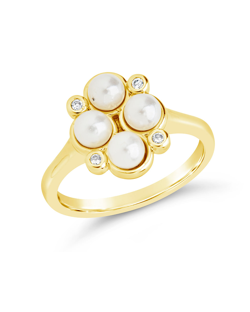 Cosetta CZ & Pearl Cluster Ring by Sterling Forever